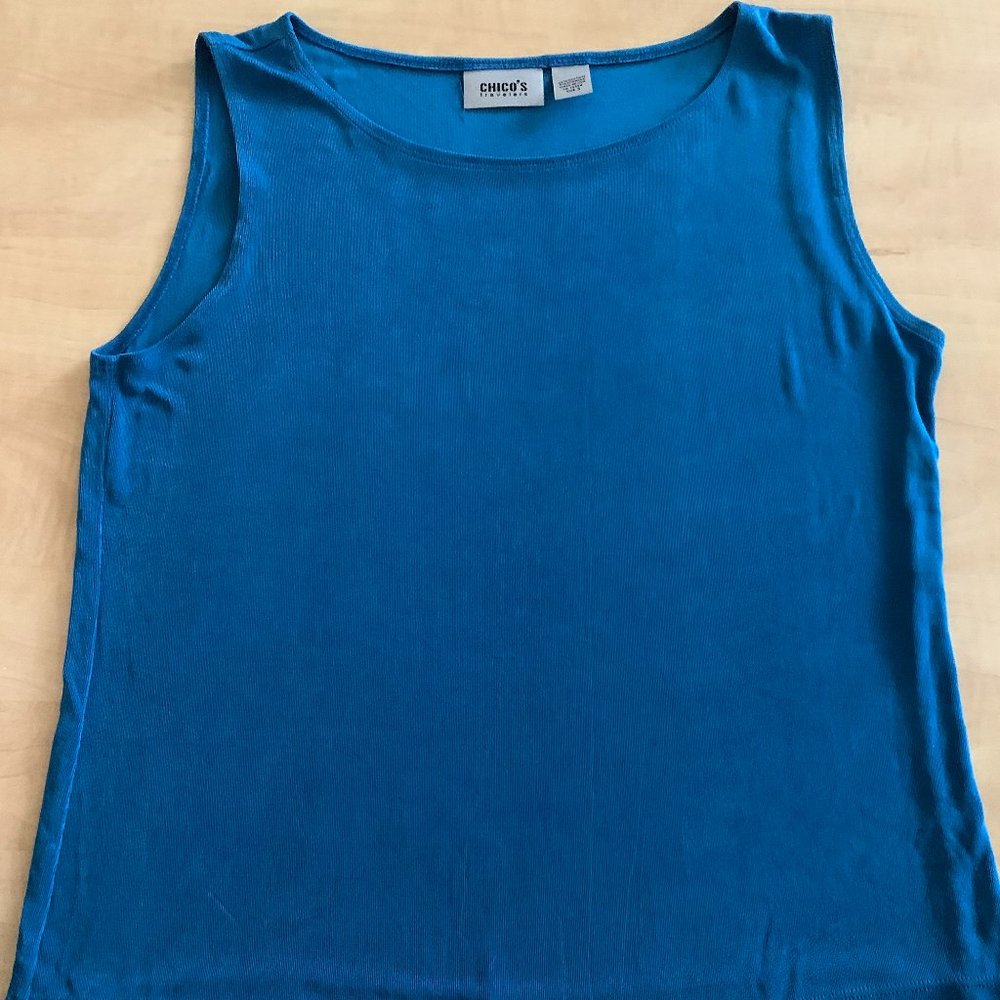 Chico's Size 3 Blue Travelers Tank - Picture 3 of 6